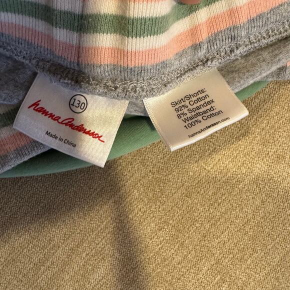 Hanna Andersson 130 US 8 Play Condition Skort Skirt Green Striped - Picture 10 of 10